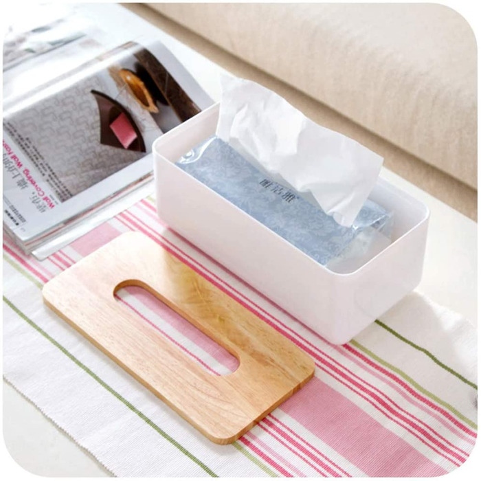 Wooden Cosmetic Tissue Box, 26x13x11cm Tissue Dispenser, Practical Tissue Box, Rectangular Tissue Box for Standard Tissues