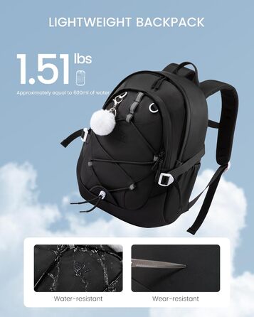 LOVEVOOK Рюкзак для підлітка, шкільний рюкзак для дівчинки 5 клас, рюкзак для дитини з нагрудною стрічкою, легка жіноча сумка, дитячий рюкзак LOVEVOOK від 8 років для школи, університету, дозвілля, 15.6' (Чорний, 17,3 дюйми)