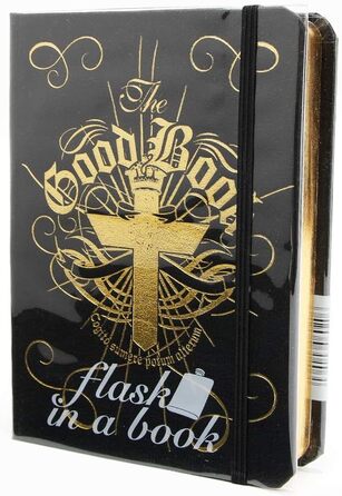 Фляга-секрет Suck UK 'The Good Book' (120мл, нержавіюча сталь) - чорна, оригінальний подарунок