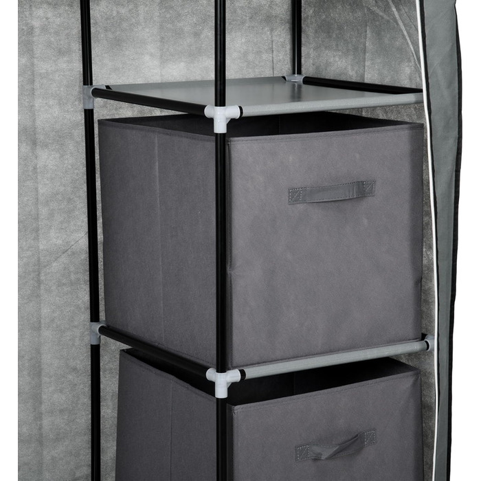 HOMCOM Wardrobe, Fabric Closet with Drawers, Clothes Rail and Zipper, Fabric Clothes Storage Rack Folding Closet for Bedroom, Dressing Room, 102 x 42.5 x 162.5 cm, Dark Grey