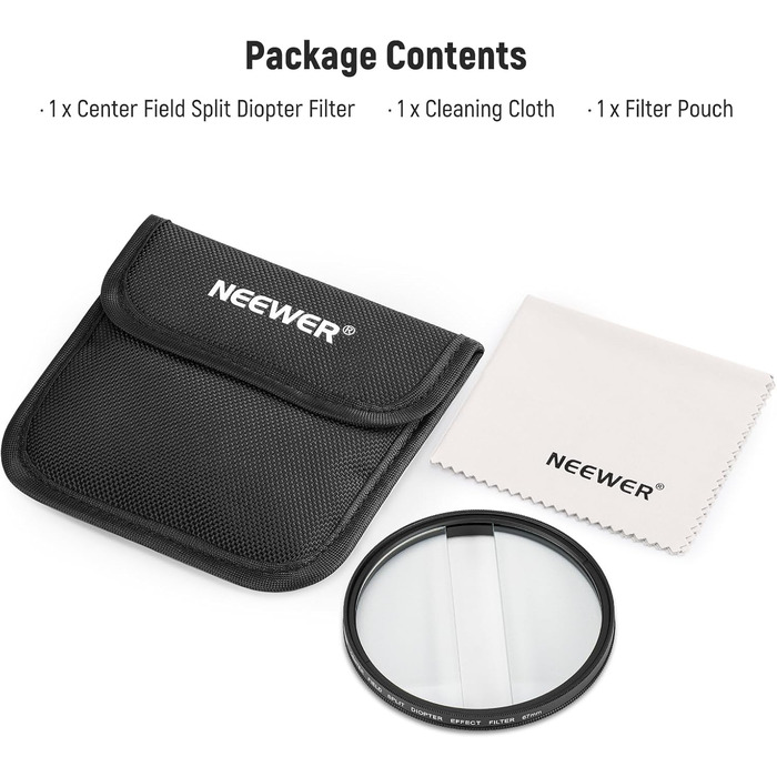 Фільтр Neewer для камери з розділеним діоптрієм (67mm) - лінійний призма K9 з алюмінієвим каркасом, ефект розмиття та повторення кольору