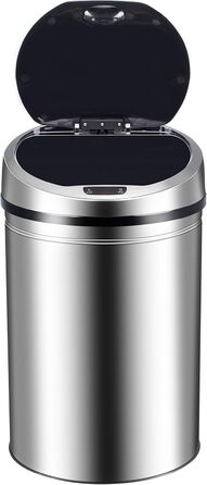 Сміттєве відро Ribelli Edelstahl з датчиком - автоматичне відкривання та закривання, Klemmring для мішка, знімний кришка, LED-індикатор (40 літрів, хром)
