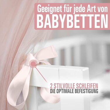 DREAMYBAMBINI Fairytale Canopy for Baby Crib, Princess Baby Bassinet, Co-Sleeper Baby Bed, Mosquito Net, Nursery Decor, Children's Room Canopy 170x960 cm (Cream-Beige with pink accents) Cream-Beige (with pink accents)
