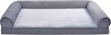 Amazon Basics Foam Dog and Pet Couch Bed with Removable Cover, Grey, (L x W x H) (U-shaped Sofa - Grey, 112 x 89 x 20 cm)