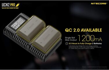 Зарядний пристрій Nitecore UCN2 Pro для Canon LP-E6 (N), чорний (подвійний)
