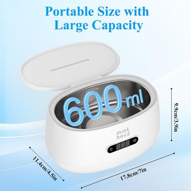 Пристрій для ультразвукового очищення Minthouz: окуляри, ювелірні вироби, годинники. 600 мл, 5 режимів очищення