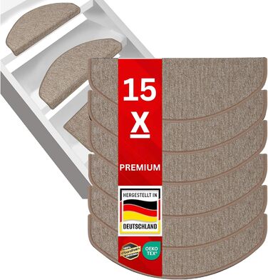 Casa Pura Сходинкові килимки 15 шт. у наборі, 11 кольорів, міцне кріплення, стабільна кутова рейка (Бежевий)