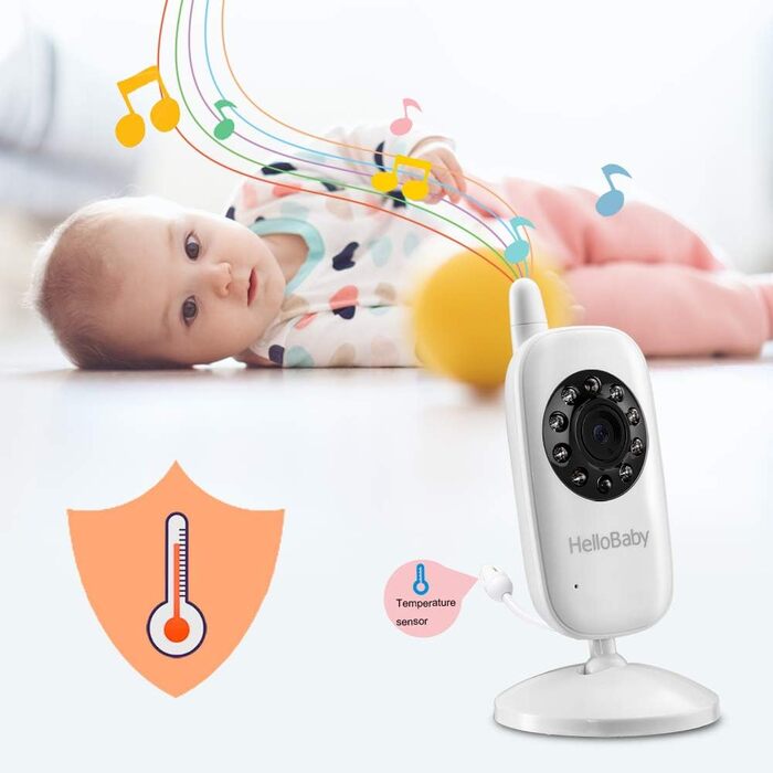Дитячий відеоняня HelloBaby HB32 з камерою, 3.2' LCD екран, двосторонній зв'язок, нічне бачення, моніторинг температури, білий