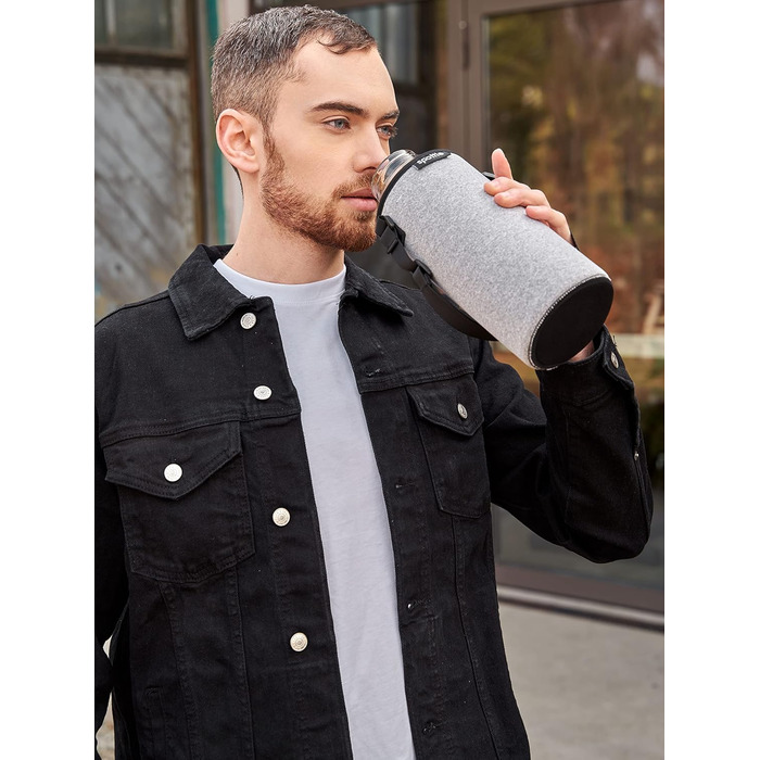 Glass bottle 1.5 liter - Drinking bottle glass 1.5 l with bamboo lid - Glass bottle - Water bottle - Glass drinking bottle suitable for carbonated drinks - dishwasher safe - wide neck
