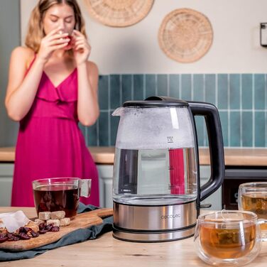 Cecotec ThermoSense 1.7L Electric Kettle - Borosilicate Glass, 2200W, 360° Swivel Base, LED Indicator, Safety System