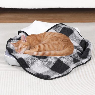 Водонепроникний килимок для собак, 152x127 см, фланель та шерпа, для середніх та великих собак, чорний в клітинку