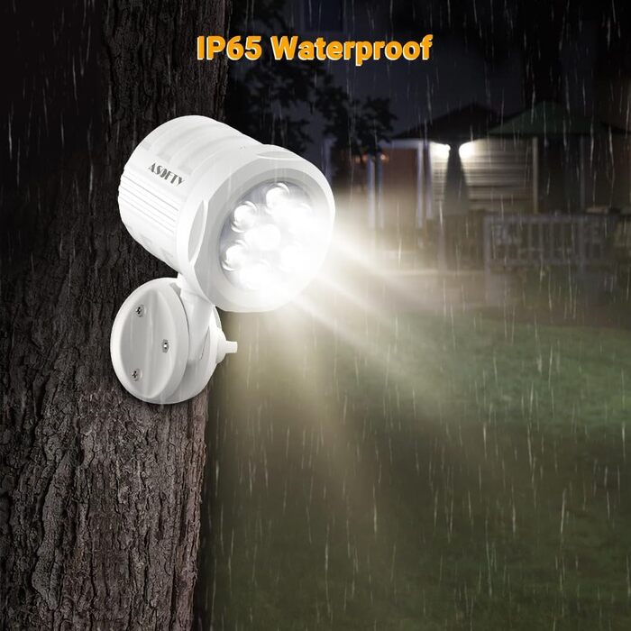 ASOFTY Motion Sensor Outdoor Battery Spotlight with Remote Control, 6 LED Wireless Battery-Powered 1000LM Spot Lamps, IP65 Waterproof Security Lamp for Garden, Garage, Indoor and Outdoor