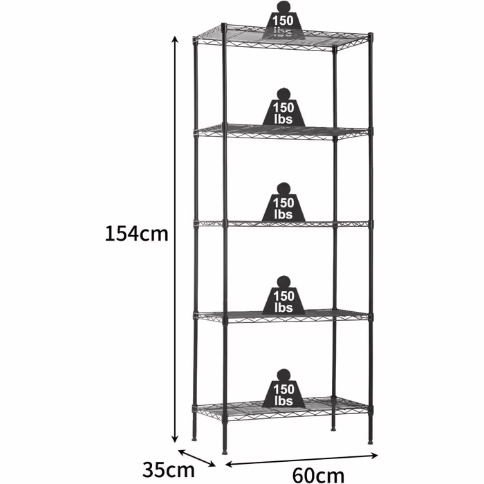 BestOffice 5-Tier Chrome Wire Shelving Unit