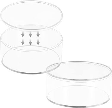 Круглі акрилові контейнери з кришкою, 2 шт, прозорі, 15x2,6 см, для зберігання цукерок, пігулок, намистин, нігтів та прикрас