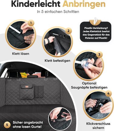 Захист для багажника авто для собак HELDENWERK: стежканий, з захистом бокових стінок та краю багажника, водовідштовхувальний та стійкий до подряпин. Універсальний килимок для багажника для собак