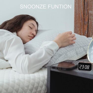 KWANWA Alarm Clock Digital, No Ticking, Battery-Powered Digital Alarm Clock, LCD or LED Display, Snooze Duration, Adjustable Brightness for Deep Sleepers, Children, Adults (Black - White LED)