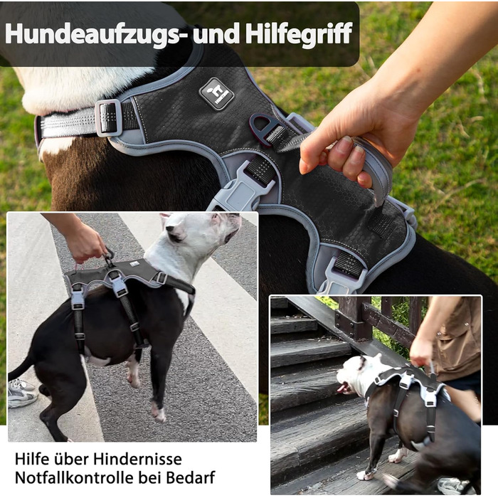 Нашийник для собак Huntboo, великі породи, анти-злам, світловідбиваючий, водонепроникний, регульований, для прогулянок та бігу (Чорний, L, упаковка з 1)