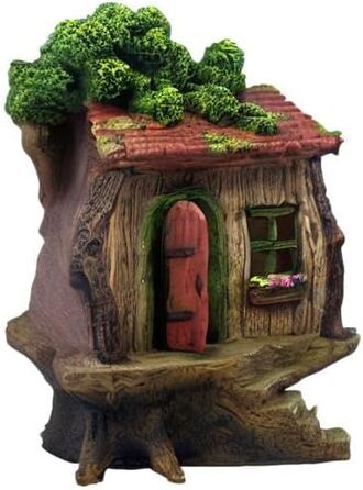 PRETMANN's Fairy Garden House - large fairy tree house with a door that opens - 22.9 cm high - fairy garden accessories