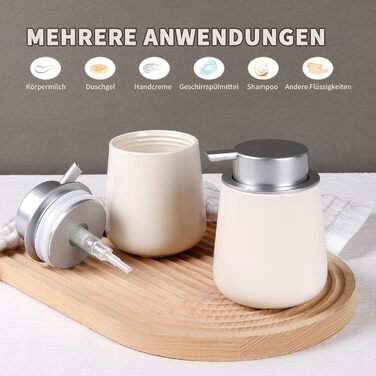 Дозатор для миючого засобу BosilunLife, 350 мл, наповнюваний, велика кнопка, стильний, неслизький, BPA-free для кухні та ванної кімнати