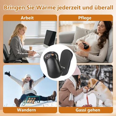 OKYUK Електричні грілки для рук 2 шт. з магнітним кріпленням, 5000 мАг, Powerbank, 3 режими, для кемпінгу та подарунків, чорний