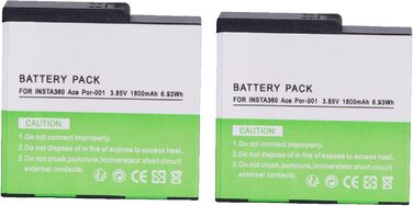 2 батареї Insta360 2800mAh з зарядним пристроєм USB-C, сумісні з Insta360 Action Camera, включаючи Micro SD картки (ACE)