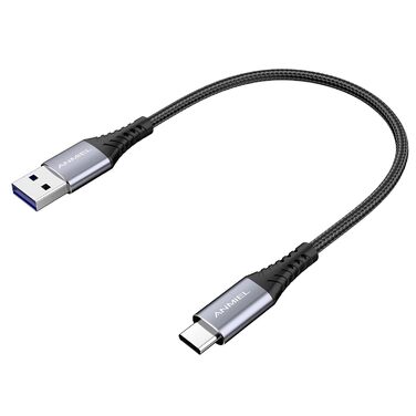 Кабель USB-C, 3.1A, 5Gbps, плетений, 0.5м, чорний. Підходить для Samsung Galaxy, Sony, LG, HTC