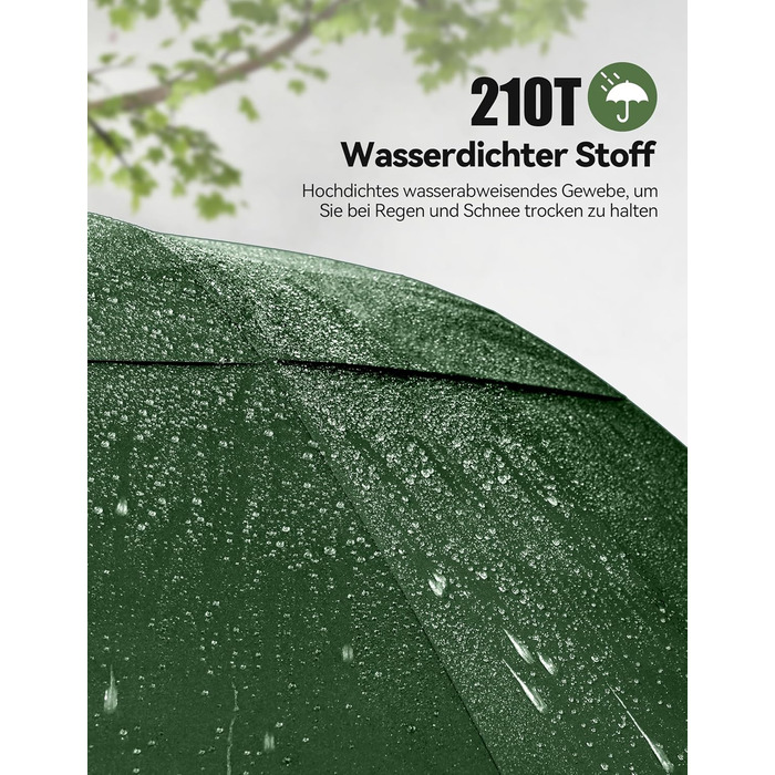 TECKNET Гольф-парасолька XXL, велика парасолька, штормостійка, автоматична, з EVA-ручкою, для жінок та чоловіків (зелена, діаметр 150 см)