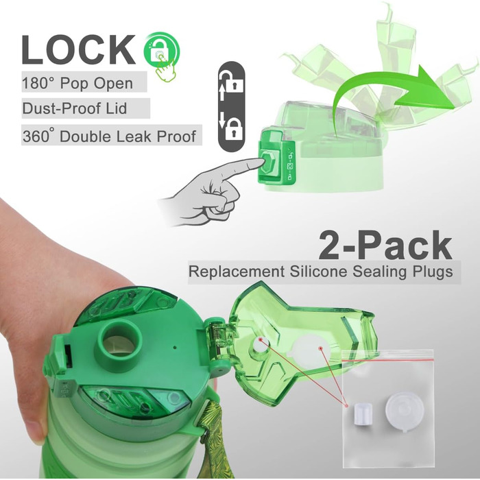 ZORRI Sport Water Bottle for Kids, 500 ml/700 ml/1000 ml, BPA-free, eco-friendly Tritan plastic, reusable water bottles with filter, 1000ml-32oz (Green-400ml, 414 ml)