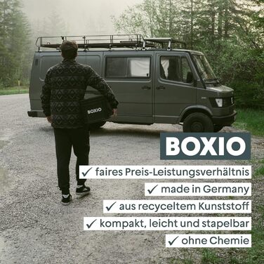 BOXIO – SOLO: Storage Box with Lid – Eurobox 40x30 x 28 cm – perfect plastic box/transport box made of plastic for camping, boat, cellar or garden - stackable with other Euroboxes