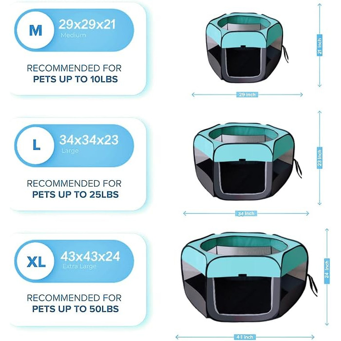 Переносний загін для собак та котів, переносна клітка для тварин, переносна клітка для вагітних котів та собак, клітка для розведення собак, переносна коробка для тварин з сумкою (м'ятно-блакитний, L)