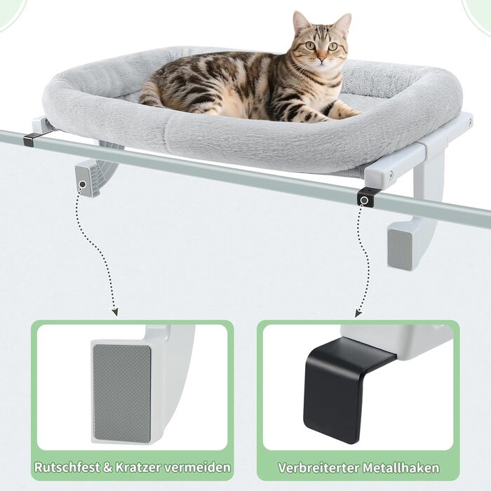 Ліжко для кота на батарею GUUSII HOME - тепле місце для відпочинку, сіре, велике (до 18 кг)