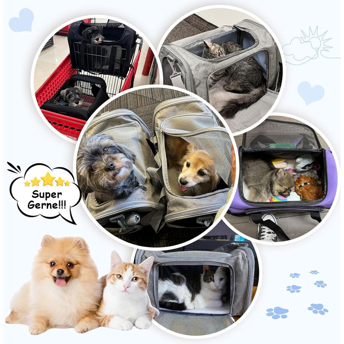 Транспортна сумка для кота та собаки, переноска для собак, складана переноска для котів, портативна переноска, до 5 кг, для середніх собак та котів (M, L 43 x B 28 x H 28 см, темно-синій)