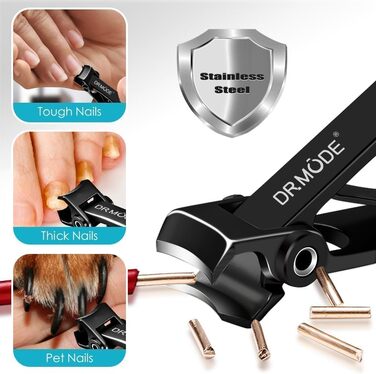 Набір для стрижки нігтів для літніх людей DRMODE з широким захватом, професійний, з нержавіючої сталі, для товстих нігтів