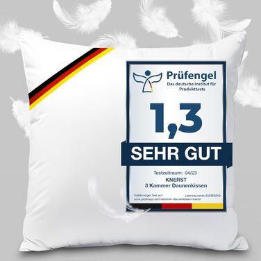 Made in Germany Down Pillow 40x80 cm - 3-Chamber Down Pillow - Pillow 40x80 Down & Feather Pillow ÖKO-TEX Top Hotel Quality Pillow