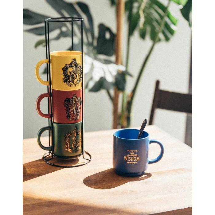 Grupo Erik Harry Potter Coffee Mug Set of 4 Hogwarts Houses - Ceramic Coffee Cups Gryffindor, Slytherin, Ravenclaw and Hufflepuff - Mug Set, each 300 ml