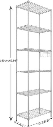 Himimi Regal - 54 x 29 x 160cm Metal Wire Shelf Unit