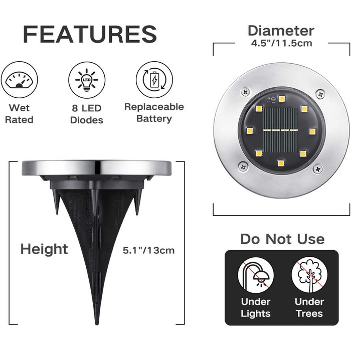 Joomer 12 Pack Solar Ground Lights for Outdoor Use