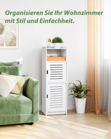 Aimu waterproof bathroom cabinets, bathroom storage units with open storage shelves, freestanding floor cabinets, corner organizers for bedroom, kitchen, hallway, white, 74x20x24 cm