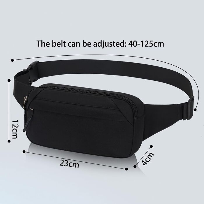 Чоловіча/жіноча поясна сумка Bauchtasche (Чорна) для спорту, подорожей та активного відпочинку