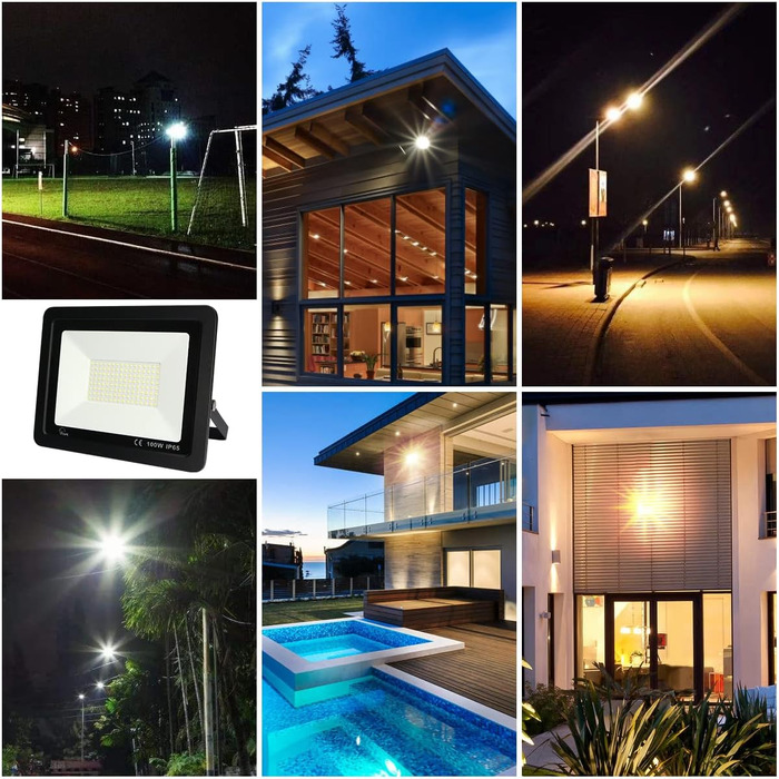 LED Floodlights Outdoor, LED Floodlights 100W, LED Outdoor Floodlights IP65 Waterproof, LED Spotlights 10000LM, LED Spotlights Outdoor 3000K Warm White, for Backyard, Garage, Hallway, Garden [Black]