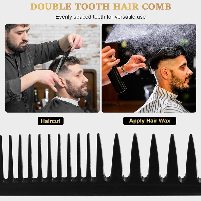 Набір для чоловічого стайлінгу DUAUIU: гребінець для волосся, щітка, текстурування, розчісування, укладання. Чорний колір.