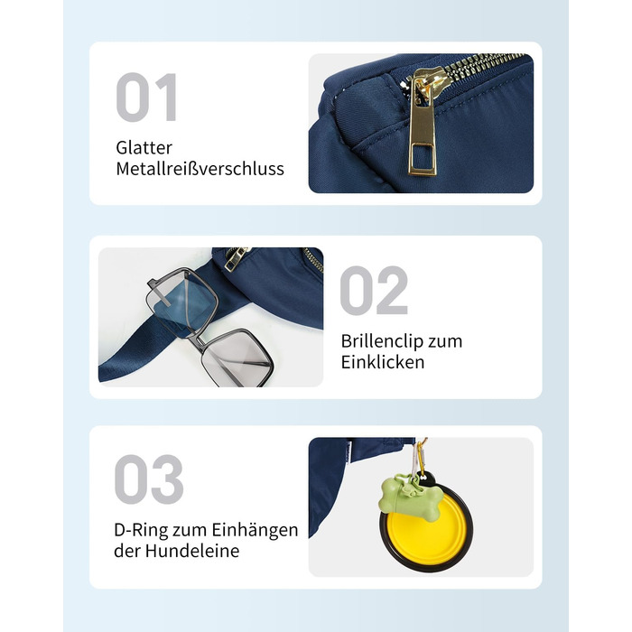 Чоловіча та жіноча бананка на пояс, стильна сумка-бананка з 4 кишенями на блискавці та регульованим ремінцем, ідеальна для подорожей та піших прогулянок (Запатентовано), колір: темно-синій