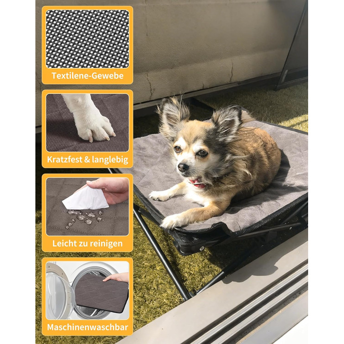 КінгКемп Лежанка для собак, піднята лежанка для домашніх тварин, Outdoor, чорна, 57 x 57 x 23 см