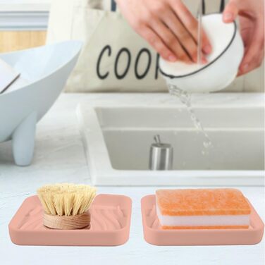 2 шт. Силіконові мильниці з отвором для стоку, мильниця для душу, мильниця для ванни, мильниця для раковини, мильниці для ванної кімнати, кухні та лічильника (білий) (рожевий)