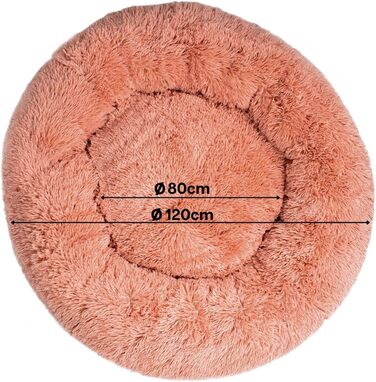 Кругле ліжко для собак та котів Lionto, Ø 120 см, рожеве, м'яке, з плюшу, з товстою підкладкою