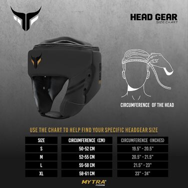 Mytra Fusion Headgear Boxing Headguard with Adjustable Strap - MMA, Muay Thai, Sparring, Karate - XL Black