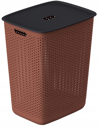 Кошик для білизни з кришкою, 60 л, перфорований, компактний, для ванної кімнати