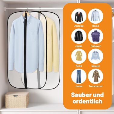 12 містких мішечків для одягу Dntorx 100 x 60 см, PEVA, прозорі, з блискавкою. Захист для костюмів, сорочок, суконь, пальто.