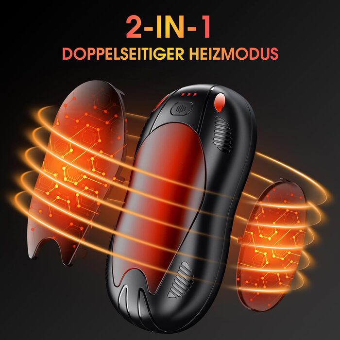 Електричний грілка для рук з акумулятором 10000mAh, 2 шт. в комплекті, 3 режими нагріву, USB, для кемпінгу та активного відпочинку