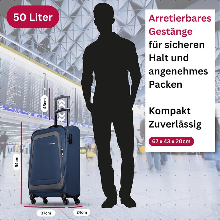 Тролей-валіза NOWI Korfu Weichschalen L, 50L, блакитна – зручний та легкий багаж для подорожей